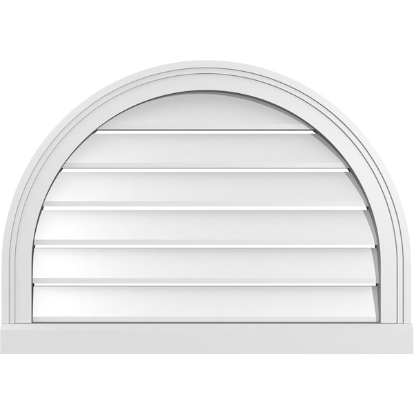 Ekena Millwork Round Top Surface Mount PVC Gable Vent: Functional, w/ 2"W x 2"P Brickmould Sill Frame, 28"W x 20"H GVPRT28X2003SF - main
